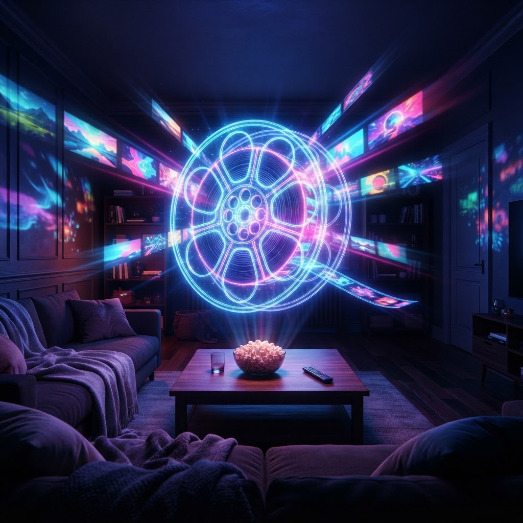 Ilustração abstrata representando Filmes e Séries